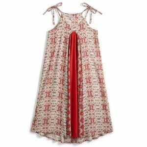 Nanette Lepore Paisley Tie Strap Midi Dress Flowy Boho Red Blue Size 2